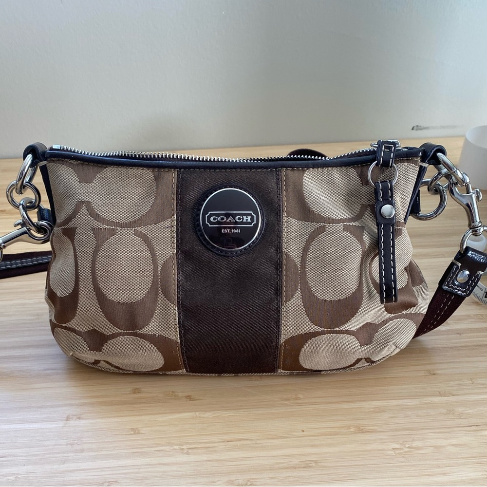 Vintage Coach Demi Signature Stripe Purse F17439